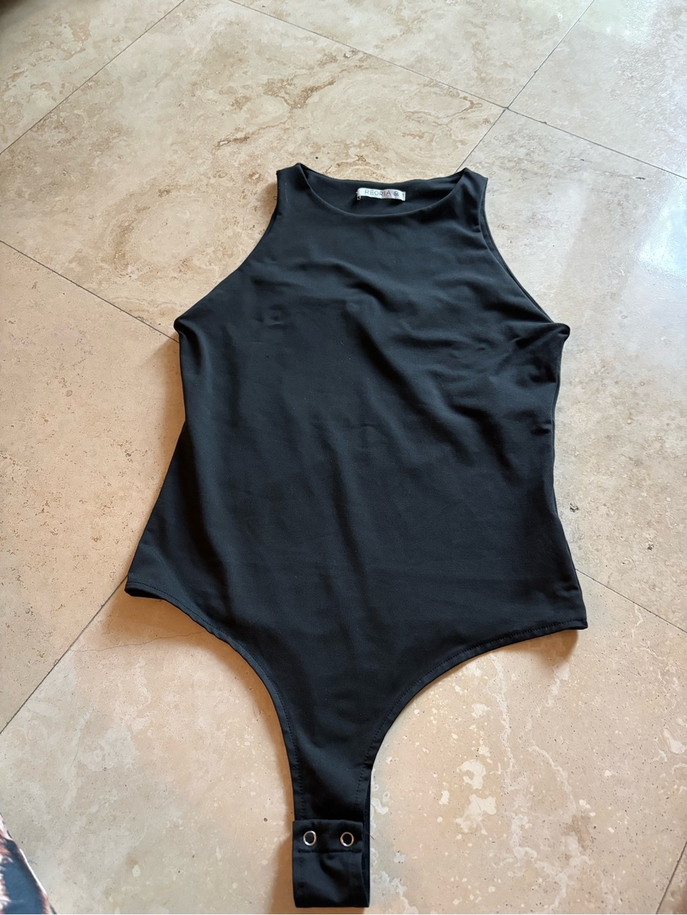 ReoRia Black Sleeveless Bodysuit with High Neck